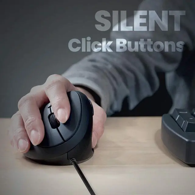 Alt view image 4 of 7 - Perixx PERIMICE-519 Wired Ergonomic Vertical Mouse - Portable Small Design - 105x67x58 mm - Right Handed Black