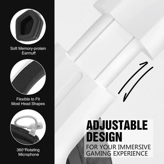 Alt view image 4 of 7 - BENGOO G9700 Gaming Headset Headphones for PS4 PS5 Xbox One PC Controller, Noise Canceling Over Ear Headphones with Mic, White LED Light, Bass Surround Sound, Earmuffs for Nintendo 64 Gameboy Advance