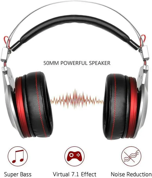 Alt view image 2 of 7 - CORN XIBERIA K5 Gaming Headset Over-Ear Gamer Headphones 7.1 Surround Sound Microphone for PC/Laptop,50MM Drivers, In-line control