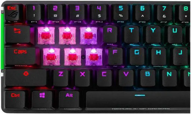 Alt view image 5 of 5 - ASUS ROG Falchion Wireless 65% Mechanical Gaming Keyboard (68 Keys, Aura Sync RGB, Extended Battery Life, Interactive Touch Panel, PBT Keycaps, Cherry MX Switches, Keyboard Cover Case)