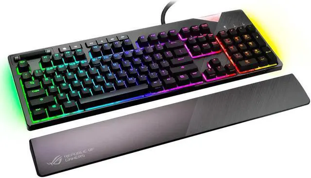 Alt view image 2 of 4 - ASUS ROG Strix Flare Aura Sync RGB Mechanical Gaming Keyboard with Cherry MX Black Switches, Customizable Badge, USB Pass-Through and Media Controls