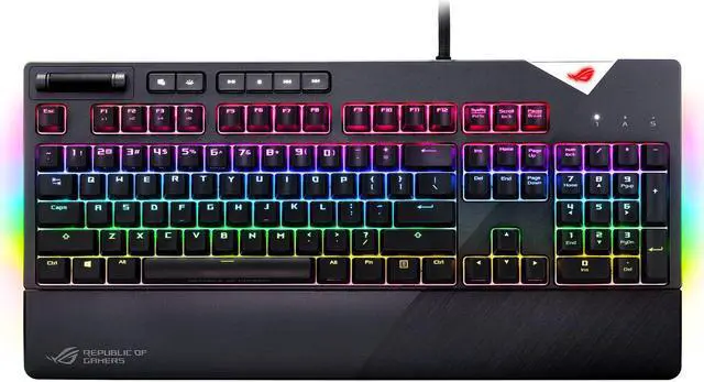 Main image of ASUS ROG Strix Flare Aura Sync RGB Mechanical Gaming Keyboard with Cherry MX Black Switches, Customizable Badge, USB Pass-Through and Media Controls