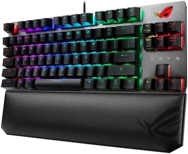 Alt view image 3 of 5 - ASUS ROG Strix Scope TKL Deluxe wired mechanical RGB gaming keyboard for FPS games, Cherry MX switches, aluminum frame, ergonomic wrist rest, and Aura Sync lighting