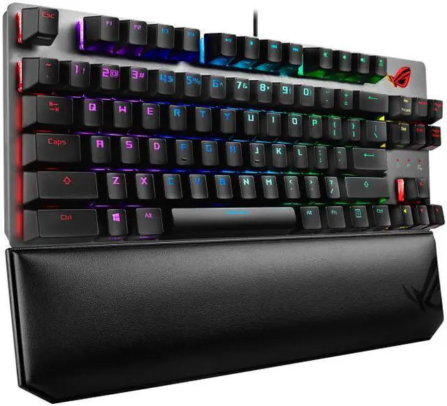 Alt view image 2 of 5 - ASUS ROG Strix Scope TKL Deluxe wired mechanical RGB gaming keyboard for FPS games, Cherry MX switches, aluminum frame, ergonomic wrist rest, and Aura Sync lighting