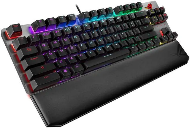 Alt view image 4 of 5 - ASUS ROG Strix Scope TKL Deluxe wired mechanical RGB gaming keyboard for FPS games, Cherry MX switches, aluminum frame, ergonomic wrist rest, and Aura Sync lighting
