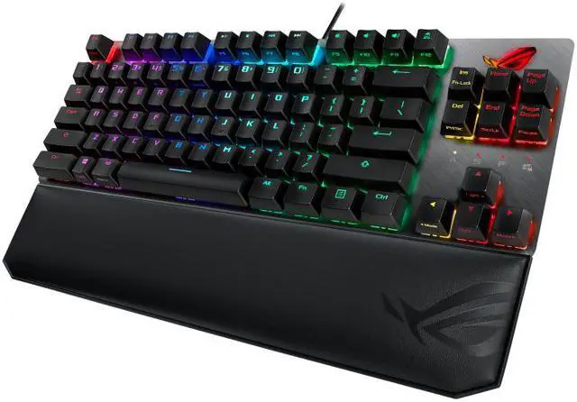 Alt view image 5 of 5 - ASUS ROG Strix Scope TKL Deluxe wired mechanical RGB gaming keyboard for FPS games, Cherry MX switches, aluminum frame, ergonomic wrist rest, and Aura Sync lighting