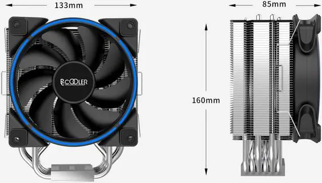 Alt view image 7 of 7 - GI-R66U Tower CPU Cooler, 6xF6mm Pure Copper Heat Pipe, Mirror Finish Nickel-Plated Pure Copper Base, 120mm PWM Intelligent Temperature Control Blue Light Silent Fan
