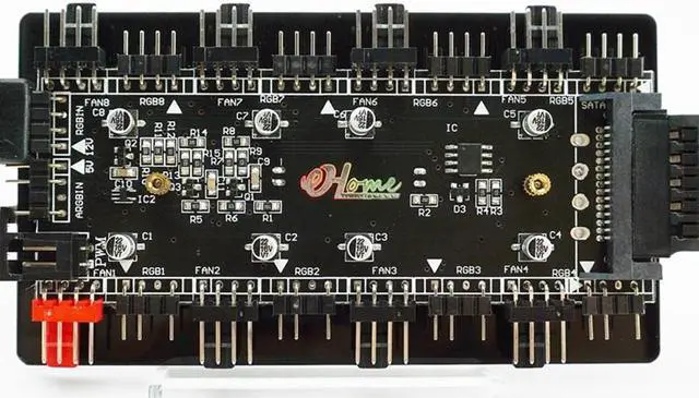 Alt view image 3 of 6 - Magnetic Suction on The Back of The Acrylic Shell, 8 Channels 5V 3Pin ARGB+2 Channels 12V 4Pin RGB+8 Channels 4Pin PWM Speed Control Three-in-One Fan Hub