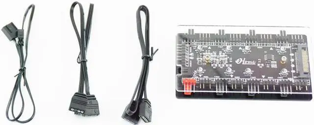 Alt view image 6 of 6 - Magnetic Suction on The Back of The Acrylic Shell, 8 Channels 5V 3Pin ARGB+2 Channels 12V 4Pin RGB+8 Channels 4Pin PWM Speed Control Three-in-One Fan Hub