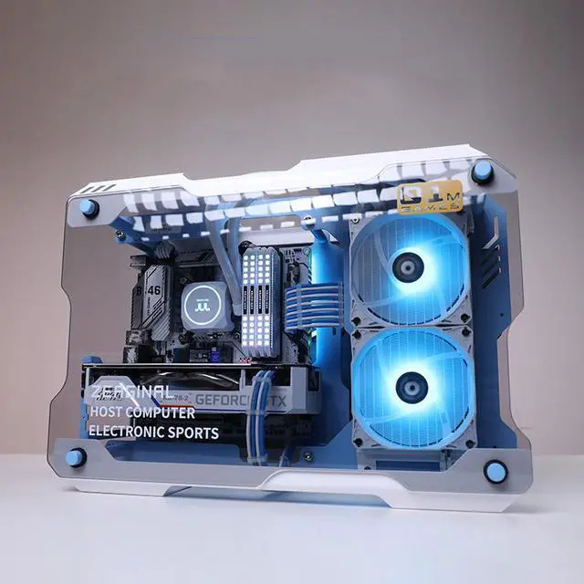 Alt view image 2 of 6 - CORN ZC-01M GUNDAM Edition Micro ATX / ITX Tempered Glass Computer Case Support 240 Liquid System