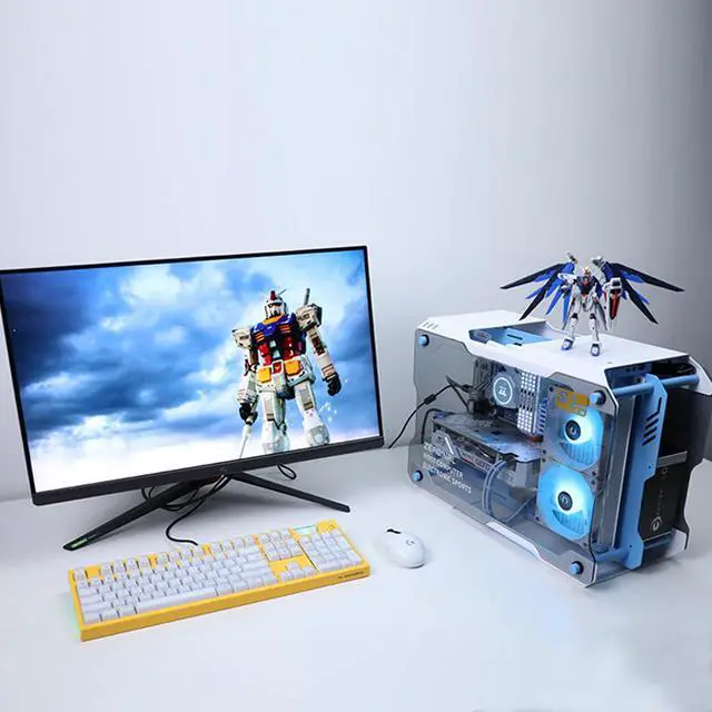 Alt view image 6 of 6 - CORN ZC-01M GUNDAM Edition Micro ATX / ITX Tempered Glass Computer Case Support 240 Liquid System