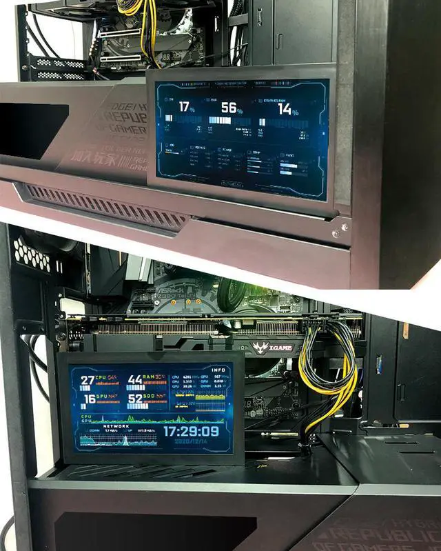 Alt view image 6 of 7 - CORN Secondary Screen, AIDA64 Data Monitoring for Computer Monitoring LCD Display - 177mm x 110mm x 19mm(7“), 1024 x 600, IPS Screen, 60Hz Refresh Rate, SRGB 45% Color Gamut