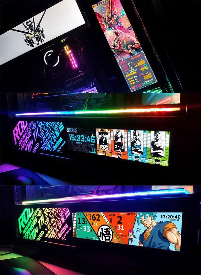 Alt view image 3 of 7 - CORN Secondary Screen, AIDA64 Data Monitoring for Computer Monitoring LCD Display - 232mm x 65mm x 5mm(8.8" Separated), 1920 x 480, IPS Screen, 60Hz Refresh Rate, 74% Color Gamut