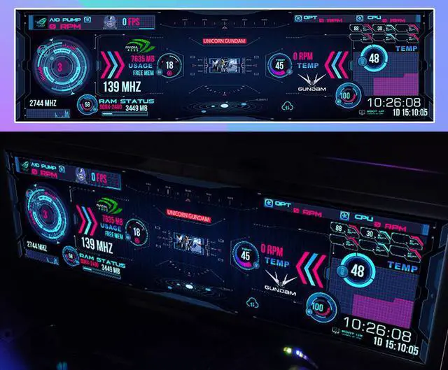 Alt view image 4 of 7 - CORN Secondary Screen, AIDA64 Data Monitoring for Computer Monitoring LCD Display - 232mm x 65mm x 5mm(8.8" Separated), 1920 x 480, IPS Screen, 60Hz Refresh Rate, 74% Color Gamut