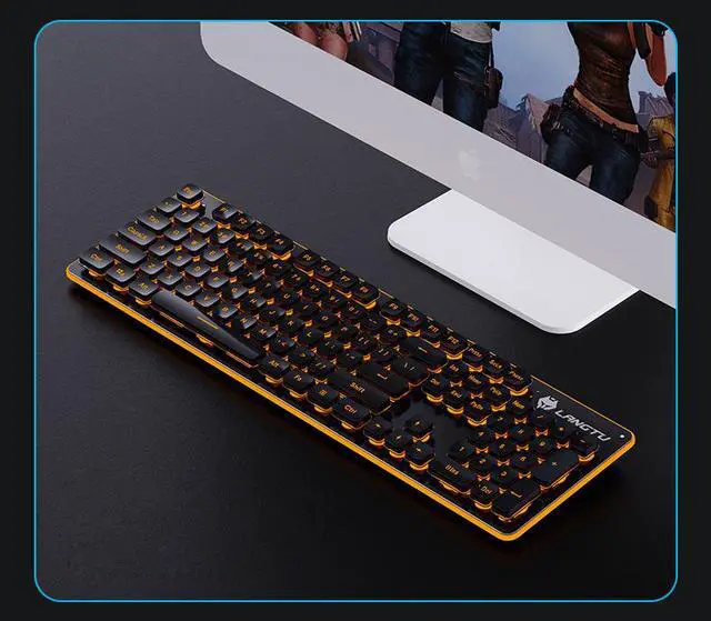 Main image of CORN Gaming Keyboard Slient Wired Keyboard with Orange LED Backlit for Windows PC Office and Working (Black, 104 Keys)