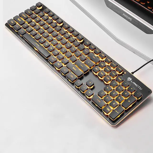 Alt view image 2 of 2 - CORN Gaming Keyboard Slient Wired Keyboard with Orange LED Backlit for Windows PC Office and Working (Black, 104 Keys)