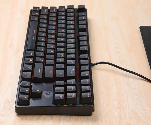 Alt view image 4 of 5 - CORN DK100 Anti-Ghosting Mechanical Keyboard 87 Keys Small Compact Wired USB Gaming Keyboard with Red Switches-Black