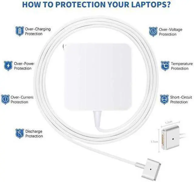 Alt view image 3 of 7 - CORN Charger Replacement AC 45W Power T-tip Shape Connector Power Adapter for  MacBook Air 11 inch and 13 inch After Mid 2012