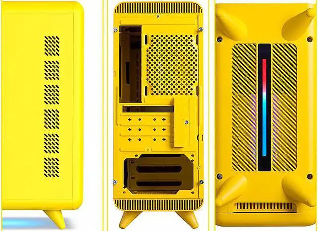 Alt view image 7 of 7 - CORN Cute Lucky Koala M-ATX/iTX Yellow Gaming Computer Case with Buttom RGB Strip PC Case Support 240 Liquid Cooler