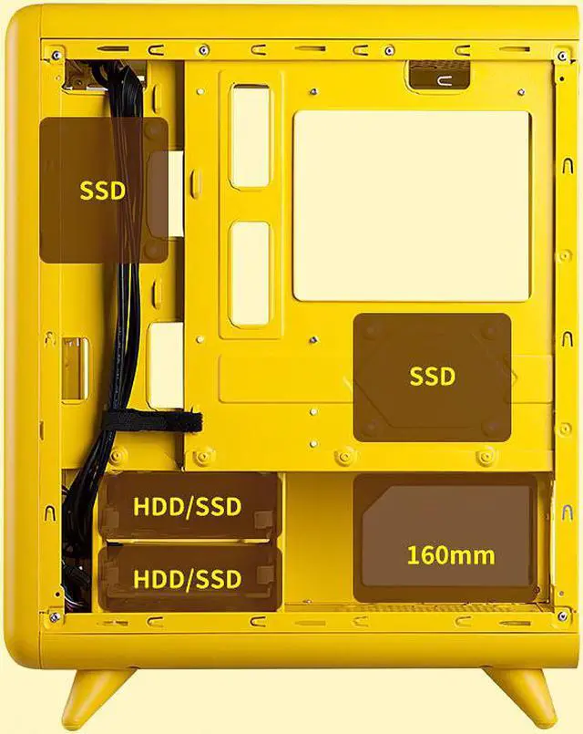 Alt view image 5 of 7 - CORN Cute Lucky Koala M-ATX/iTX Yellow Gaming Computer Case with Buttom RGB Strip PC Case Support 240 Liquid Cooler