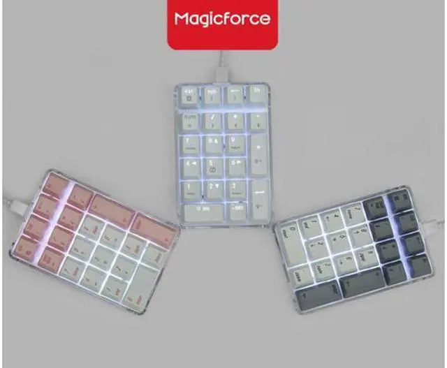 Alt view image 3 of 7 - Mechanical Numeric Keypad GATERON Brown Switch Wired Gaming Keypad Crystal Case White Backlit 21 Keys Mini Numpad Portable Keypad Extended Layout Pink Magicforce by Qisan