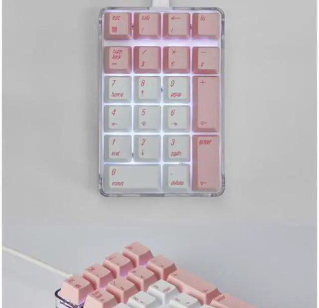 Alt view image 6 of 7 - Mechanical Numeric Keypad GATERON Brown Switch Wired Gaming Keypad Crystal Case White Backlit 21 Keys Mini Numpad Portable Keypad Extended Layout Pink Magicforce by Qisan