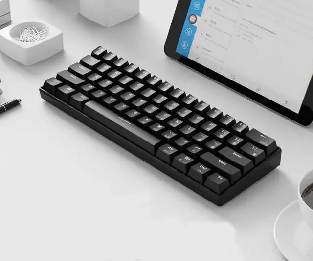 Main image of CORN Wireless/USB Wired/Bluetooth Mechanical Keyboard 61 Keys White LED Backlit Blue Switch Gaming Keyboard for Gaming and Office, Compatible for Mac/PC/Laptop-Black
