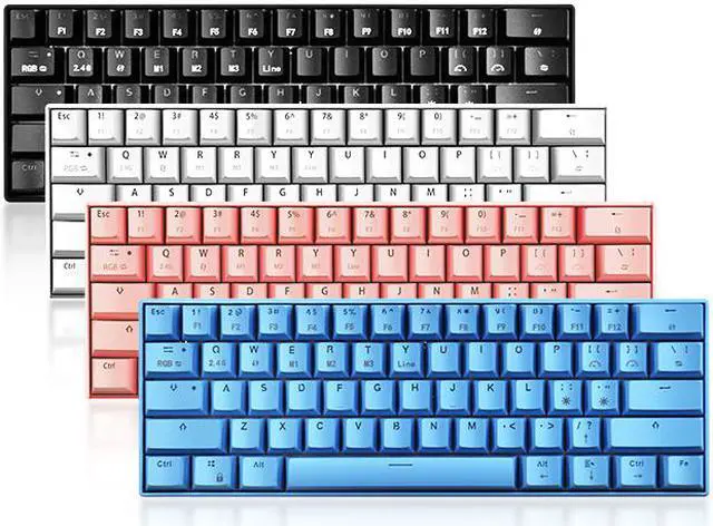 Alt view image 2 of 3 - CORN Wireless/USB Wired/Bluetooth Mechanical Keyboard 61 Keys White LED Backlit Blue Switch Gaming Keyboard for Gaming and Office, Compatible for Mac/PC/Laptop-Black