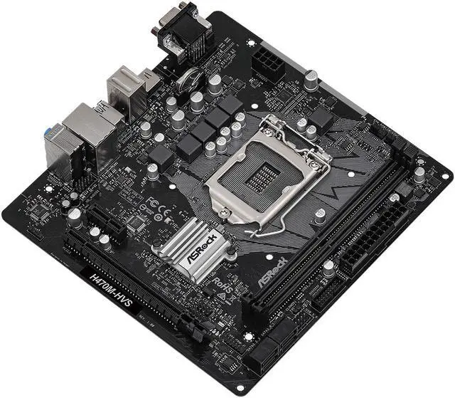 Alt view image 3 of 9 - ASRock H470M-HVS LGA 1200 Intel H470 SATA 6Gb/s Micro ATX Intel Motherboard
