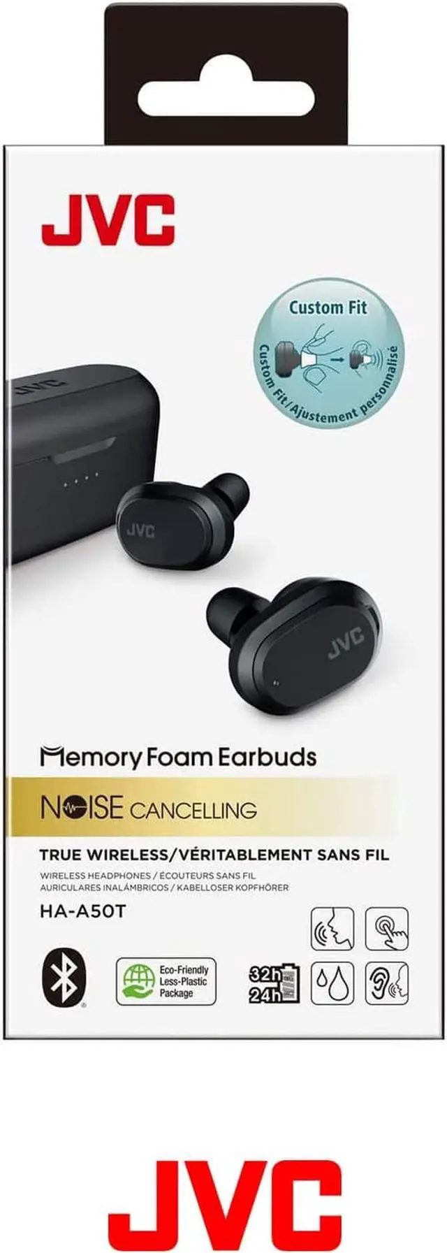 Alt view image 6 of 6 - jvc haa50tb truly wireless earbuds noise cancelling earbuds with memory foam earpieces, 32h battery life with charging case, to