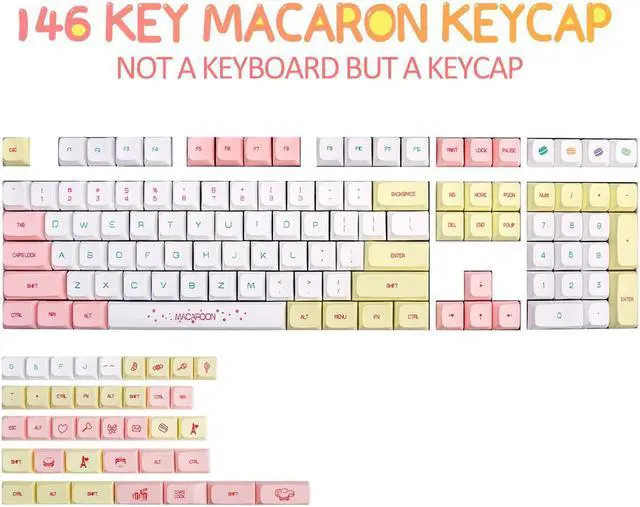 Alt view image 5 of 6 - Corn PBT 146 Key XDA Profile DYE-SUB Keycap Macaron Personalized Theme Keycap for Cherry Mx Switch Mechanical Keyboard