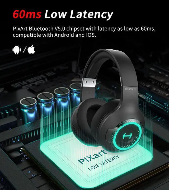 Alt view image 2 of 6 - Edifier HECATE G33BT Bluetooth 5.0 Wireless Gaming Headset Low Latency RGB Headphone,Over Ear Soft Ear Cups Stereo Headsets, with 48H Playtime, Retractable Microphone