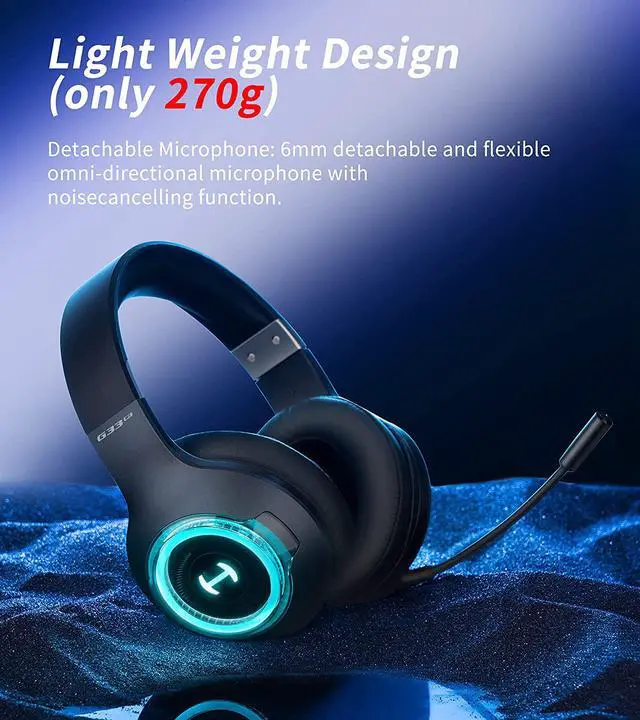 Alt view image 6 of 6 - Edifier HECATE G33BT Bluetooth 5.0 Wireless Gaming Headset Low Latency RGB Headphone,Over Ear Soft Ear Cups Stereo Headsets, with 48H Playtime, Retractable Microphone