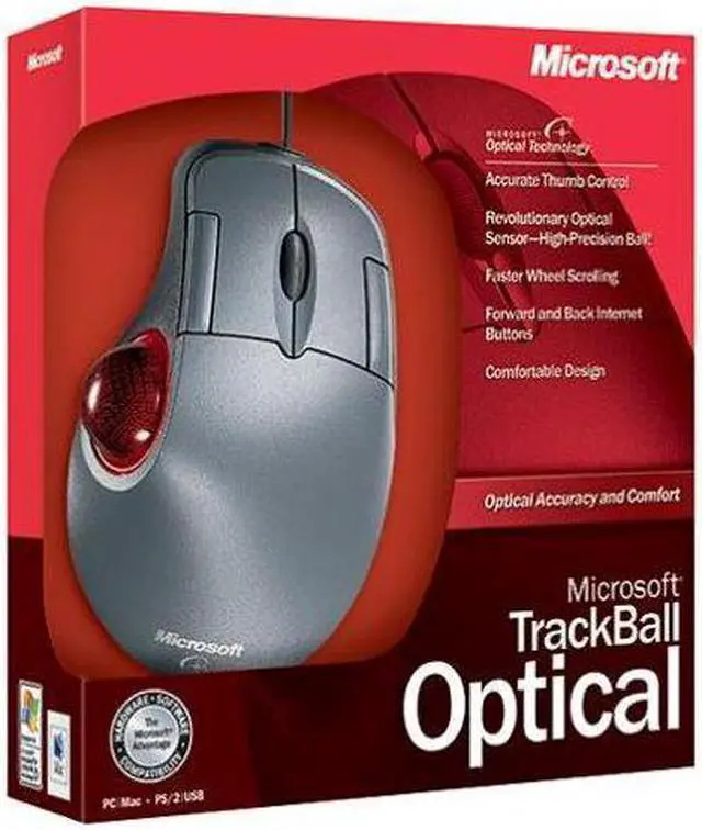 Alt view image 2 of 2 - TrackBall Optical Mouse 5 Buttons 1x Wheel + 1x TrackBall USB or PS/2 TrackBall Mouse