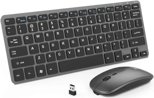 Main image of Wireless Keyboard and Mouse Combination, 2.4GHz Ultra-Thin Silent Charging Wireless Keyboard and Mouse Combination, Suitable for PC Desktops, Ipad Tablets, Windows Computer Notebooks, Etc. (Gray)