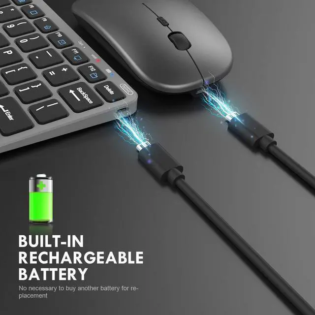 Alt view image 5 of 7 - Wireless Keyboard and Mouse Combination, 2.4GHz Ultra-Thin Silent Charging Wireless Keyboard and Mouse Combination, Suitable for PC Desktops, Ipad Tablets, Windows Computer Notebooks, Etc. (Gray)