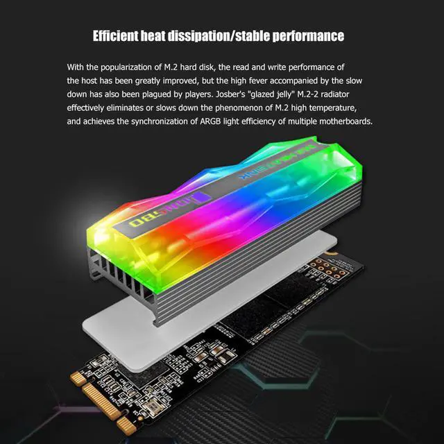 Alt view image 3 of 4 - CORN M.2 SSD heat sink aluminum ARGB color adjustable M.2 nvme heat sink ngff 2280 hard drive solid state radiator