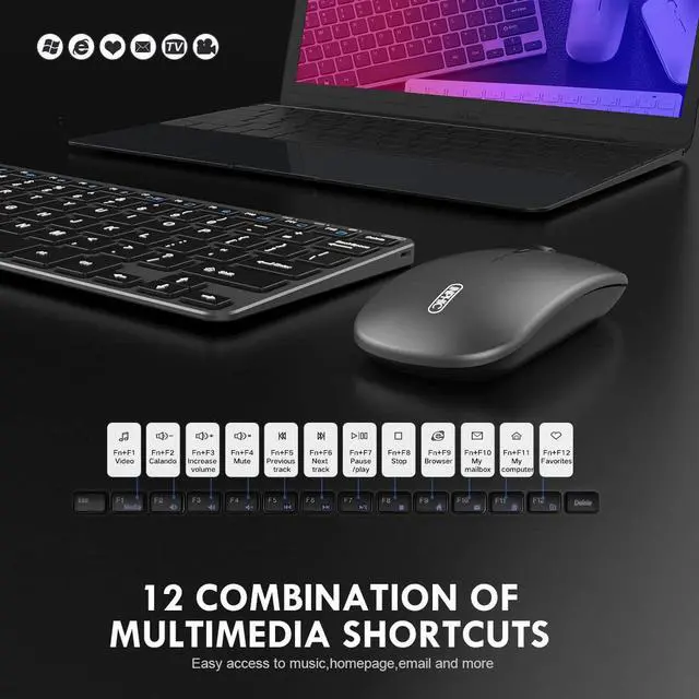 Alt view image 3 of 7 - Wireless Keyboard and Mouse Combination, 2.4GHz Ultra-Thin Silent Charging Wireless Keyboard and Mouse Combination, Suitable for PC Desktops, Ipad Tablets, Windows Computer Notebooks, Etc. (Gray)