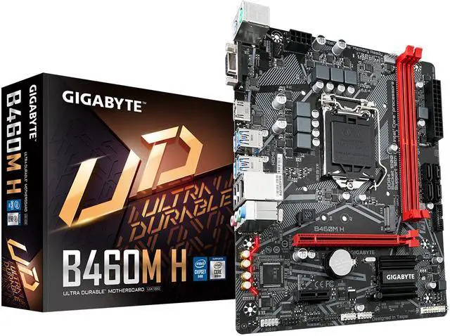 Main image of GIGABYTE B460M H Motherboard with GIGABYTE 8118 Gaming LAN, PCIe Gen3 x4 M.2, Anti-Sulfur Resistor, Smart Fan 5