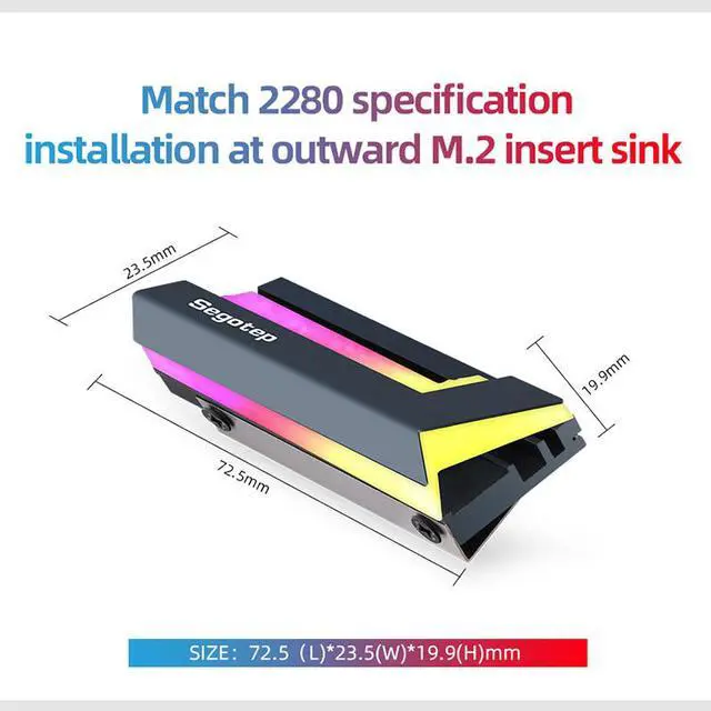 Alt view image 4 of 5 - CORN m.2 2280 ssd Argb heat sink 5V 3PIN synchronization heat cooler radiator cooling heat sink for pcie nvme sata