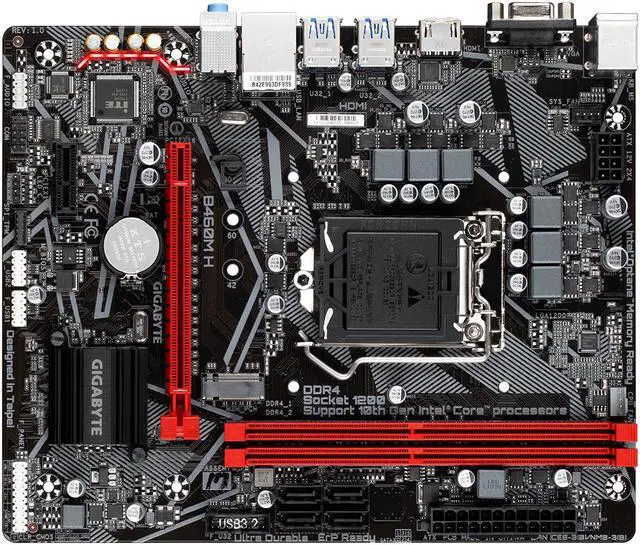 Alt view image 3 of 4 - GIGABYTE B460M H Motherboard with GIGABYTE 8118 Gaming LAN, PCIe Gen3 x4 M.2, Anti-Sulfur Resistor, Smart Fan 5