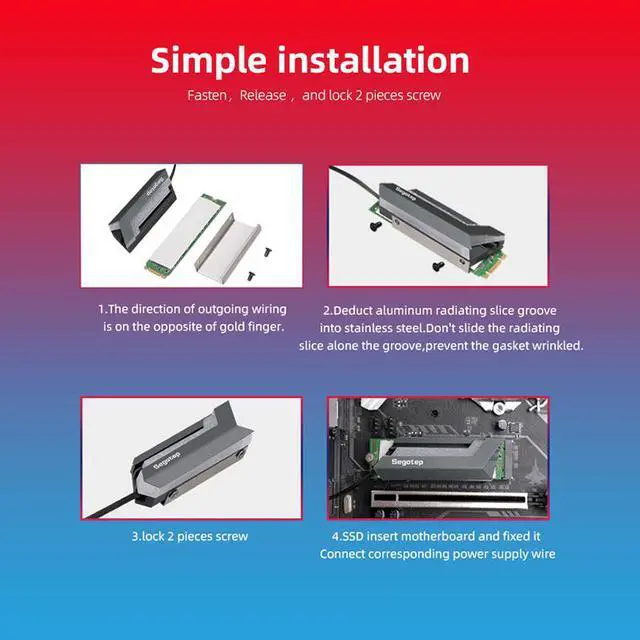 Alt view image 2 of 5 - CORN m.2 2280 ssd Argb heat sink 5V 3PIN synchronization heat cooler radiator cooling heat sink for pcie nvme sata