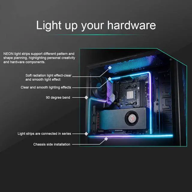 Alt view image 5 of 7 - 550mm ARGB Symphony Chassis LED Strips, 38 LED Lights, 600mm Digital-RGB Motherboard Adapter, 3Pin PC Computer Chassis Controller 5v, Suitable for ARGB Chassis, Controllers, Motherboards (5V 3pin), Et