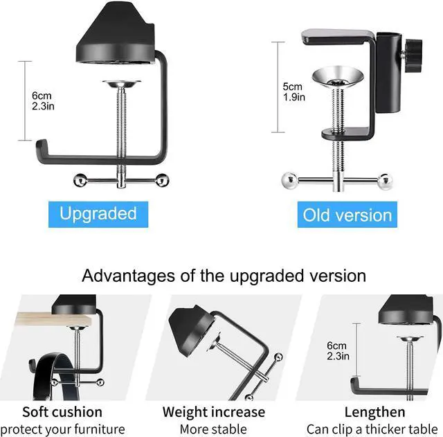 Alt view image 7 of 7 - Aokeo AK-35 Microphone Stand Desk Adjustable Compact Microphone Suspension Boom Scissor Arm Stand For Blue Yeti,Blue Snowball iCE, Professional Streaming, Voice-Over, Recording, Games