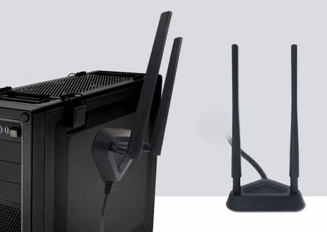 Alt view image 2 of 5 - CORN 2.4GHz 5GHz Dual Band 8 dBi WiFi Antenna, Omni SMA WiFi Antenna Magnetic Base with 4 ft Extension Cable