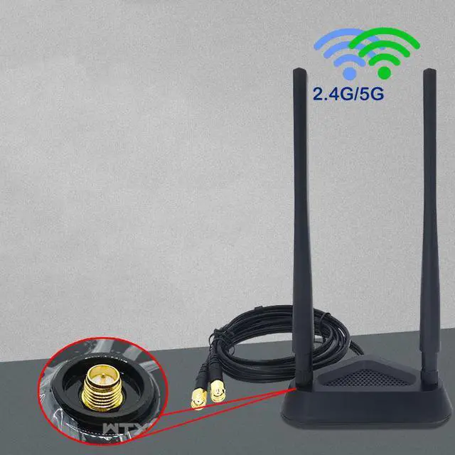 Alt view image 3 of 5 - CORN 2.4GHz 5GHz Dual Band 8 dBi WiFi Antenna, Omni SMA WiFi Antenna Magnetic Base with 4 ft Extension Cable