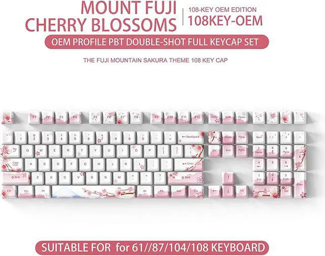 Main image of Fuji Sakura PBT Keycaps Set for MX Switches Mechanical Keyboard Fullsize, Tenkeyless, Winkeyless, 75%, 65%, 60% Keyboard (OEM-108KEY)