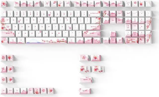 Main image of Corn Fuji Sakura PBT Keycaps Set for MX Switches Mechanical Keyboard Fullsize, Tenkeyless, Winkeyless, 75%, 65%, 60% Keyboard (CHERRY-128KEY)