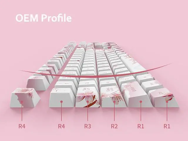 Alt view image 3 of 6 - Fuji Sakura PBT Keycaps Set for MX Switches Mechanical Keyboard Fullsize, Tenkeyless, Winkeyless, 75%, 65%, 60% Keyboard (OEM-108KEY)