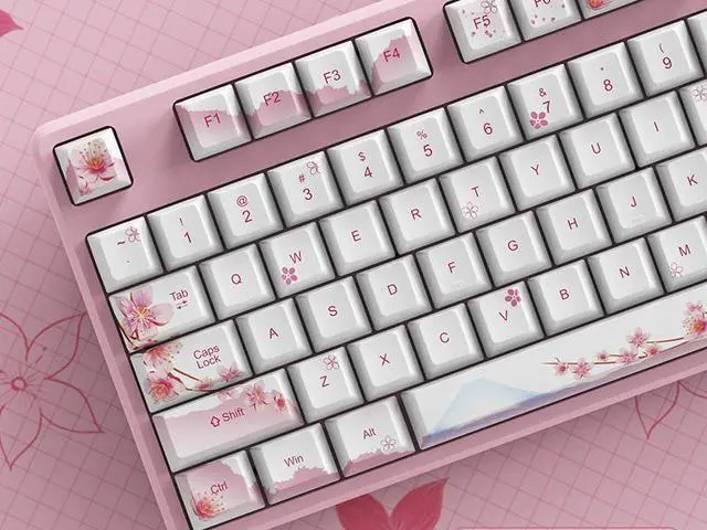 Alt view image 5 of 6 - Corn Fuji Sakura PBT Keycaps Set for MX Switches Mechanical Keyboard Fullsize, Tenkeyless, Winkeyless, 75%, 65%, 60% Keyboard (CHERRY-128KEY)